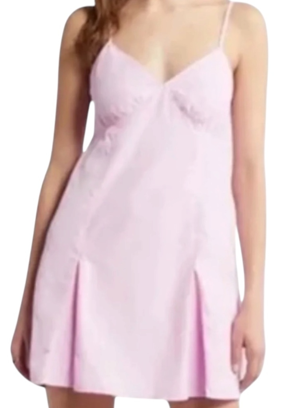 Open Edit Taffeta Pleated Sleeveless Mini Dress XS Pink Pirouette - Picture 4 of 9